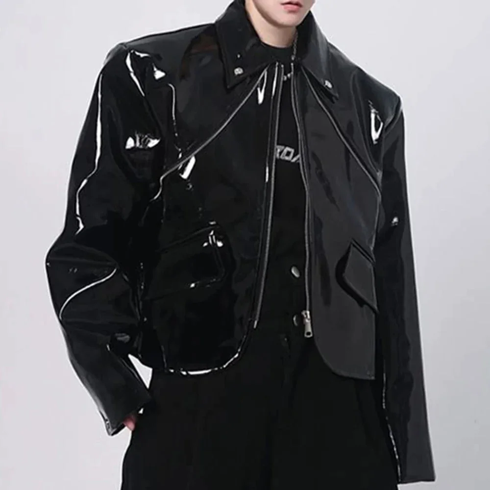Black Faux Leather Jacket for Men