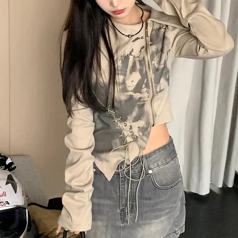 Beige Cotton Polyester Blend Womens Pullover