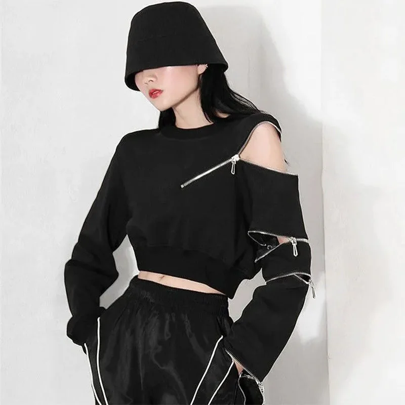Chic Black Zipper Pullover for Women