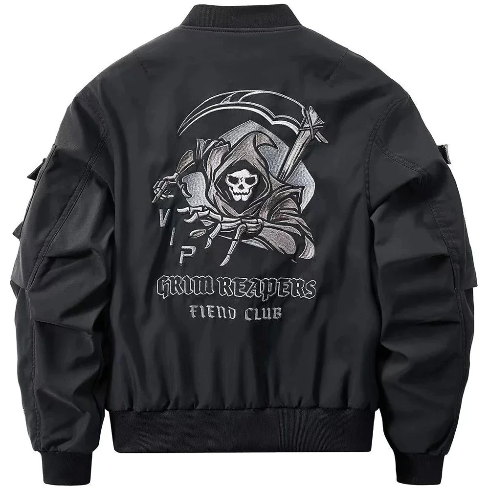 Mens Premium Gothic Bomber Jacket in Black