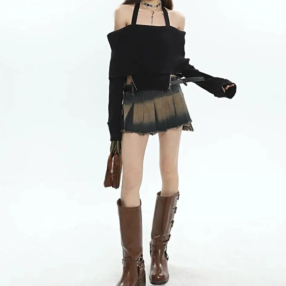 Classic Black Denim Skirt - Premium Cotton Blend