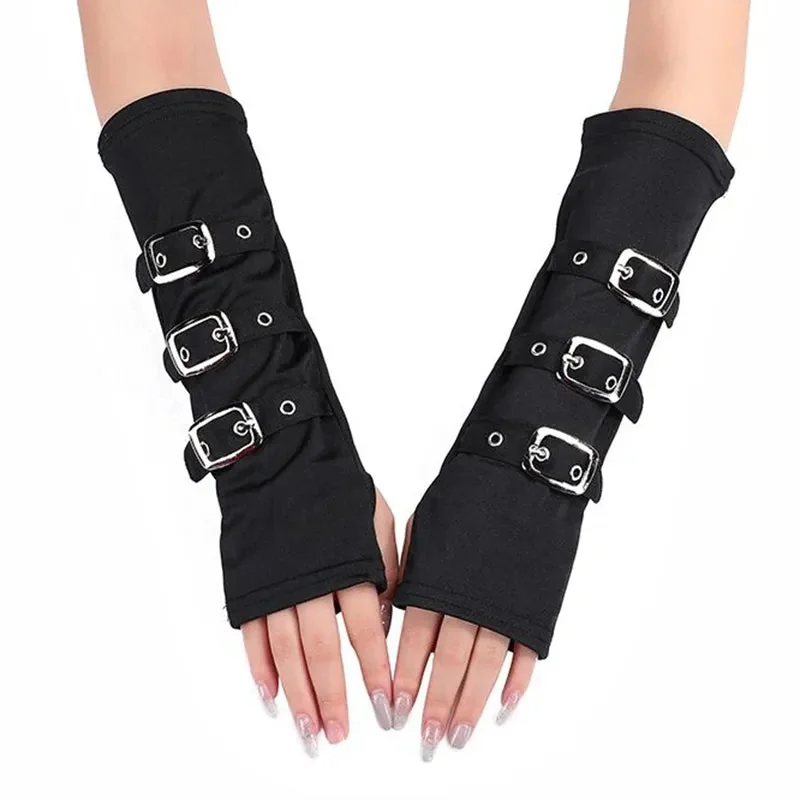 Black Fingerless Gloves for Women - Premium Cotton & Polyester Blend