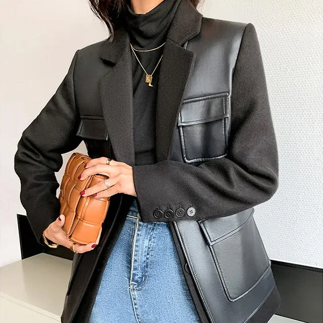 Womens Black PU Leather Premium Jacket