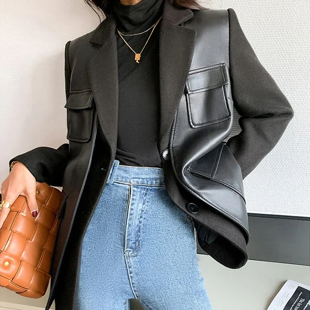 Womens Black PU Leather Premium Jacket