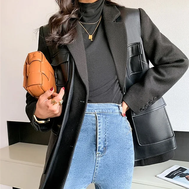 Womens Black PU Leather Premium Jacket