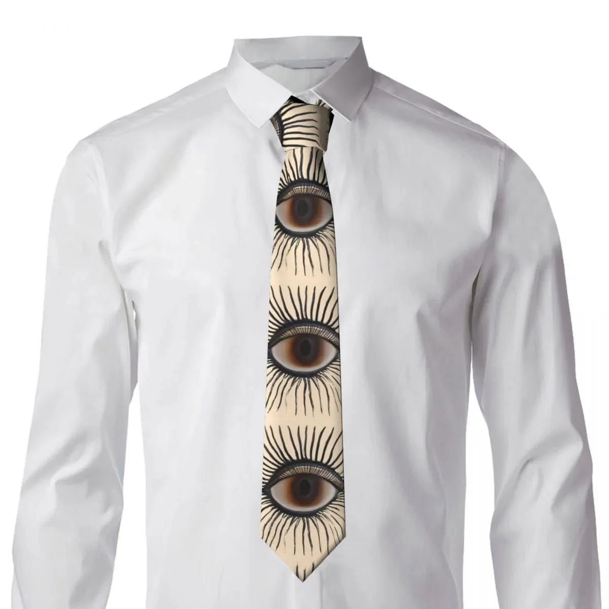 Classic White Cotton Polyester Blend Mens Tie 145cm