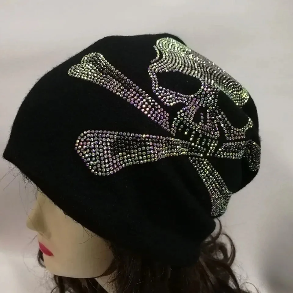 Chic Black Skull Hat for Women