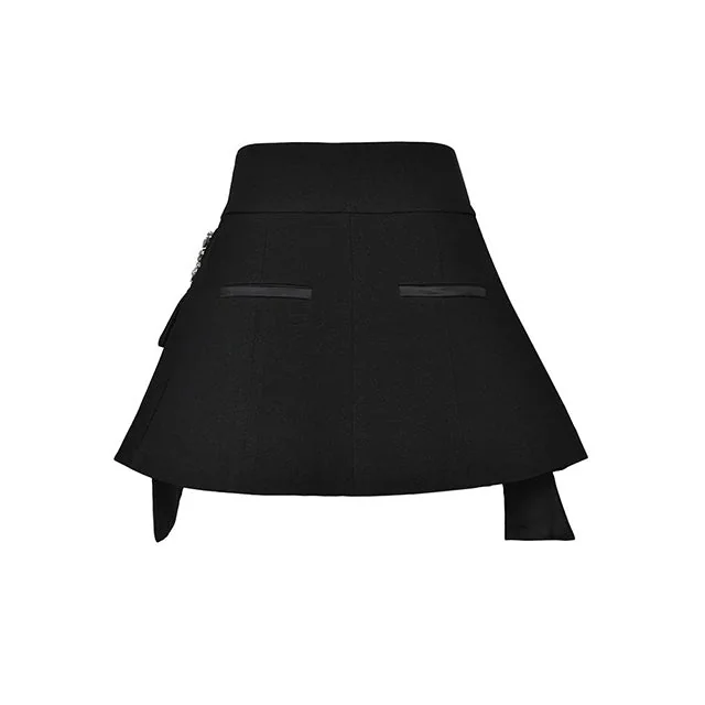 Black Premium Cotton Polyester Blend Mini Skirt - Womens Fashion