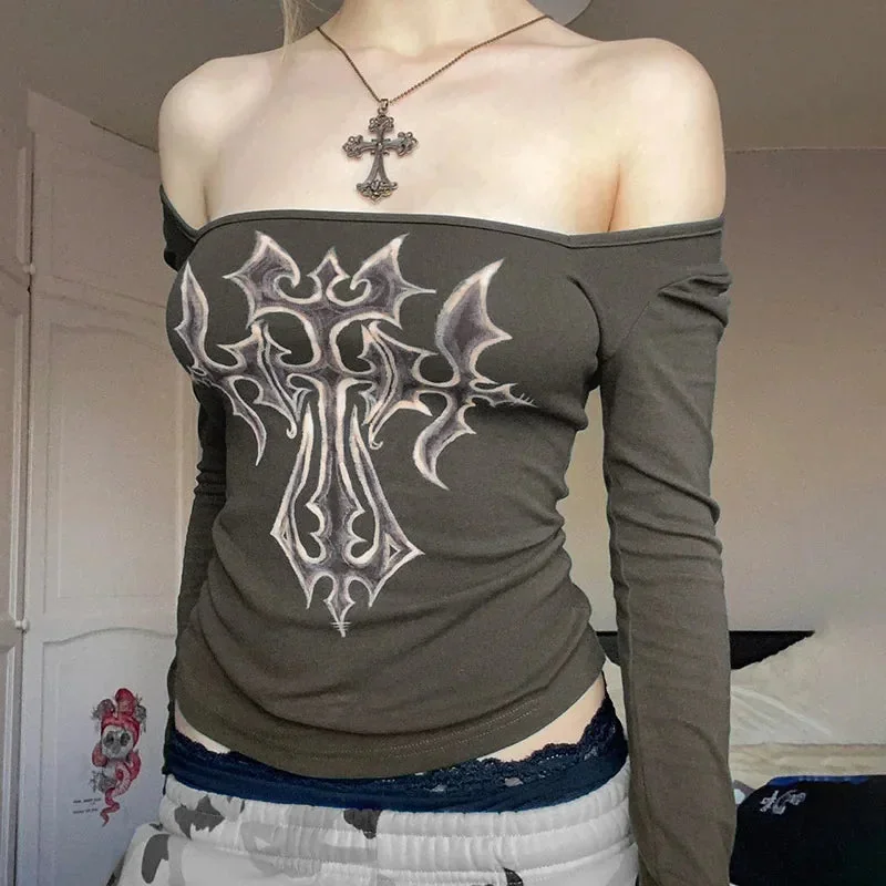 Vintage Gray Premium Cotton & Polyester Womens Top