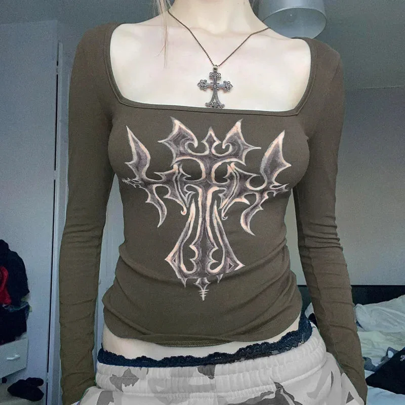 Vintage Gray Premium Cotton & Polyester Womens Top