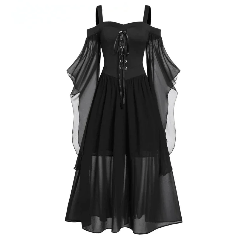 Gothic Black Cotton Polyester Womens Dress - Limited Edition