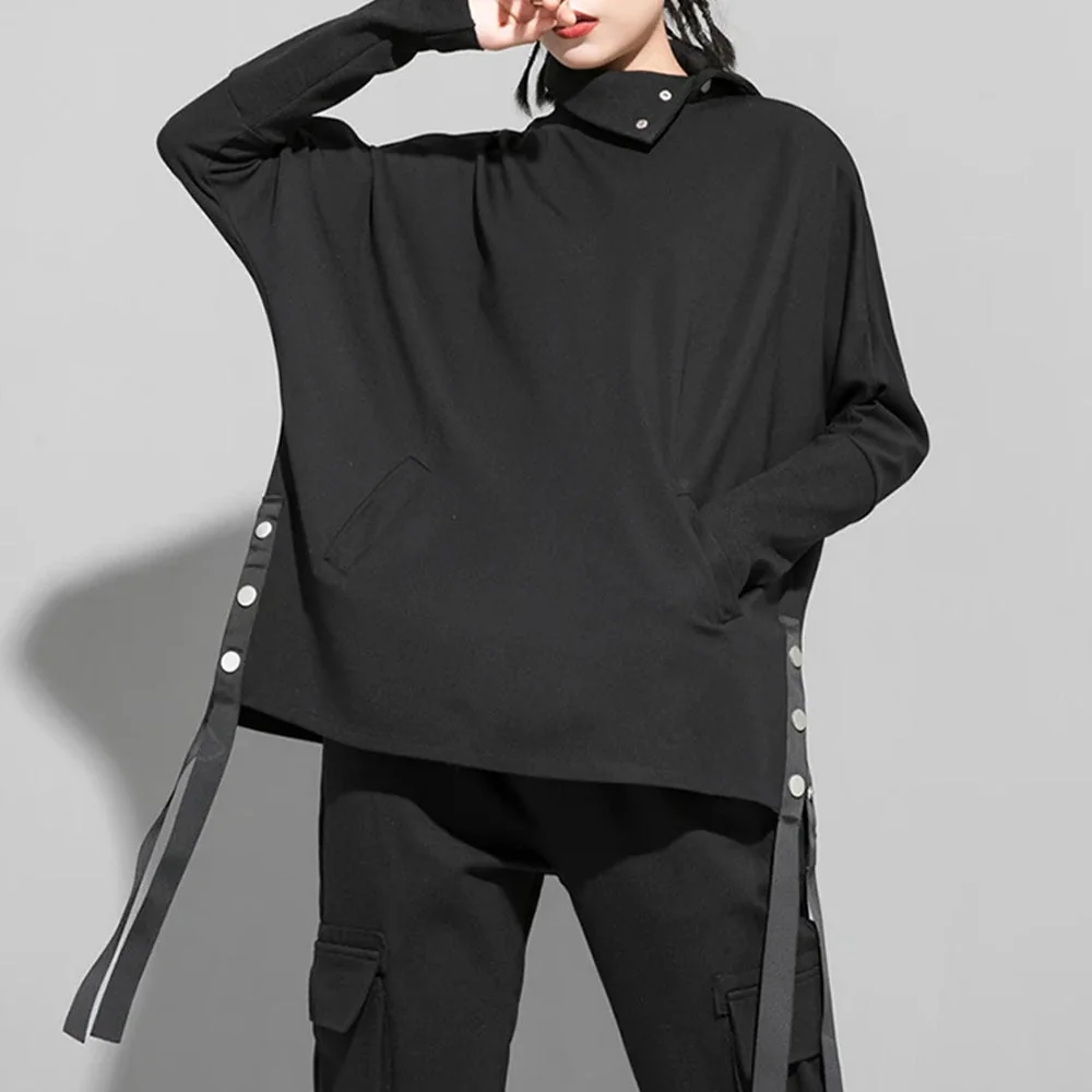 One Size Black Casual Top for Women Premium Cotton Polyester Blend