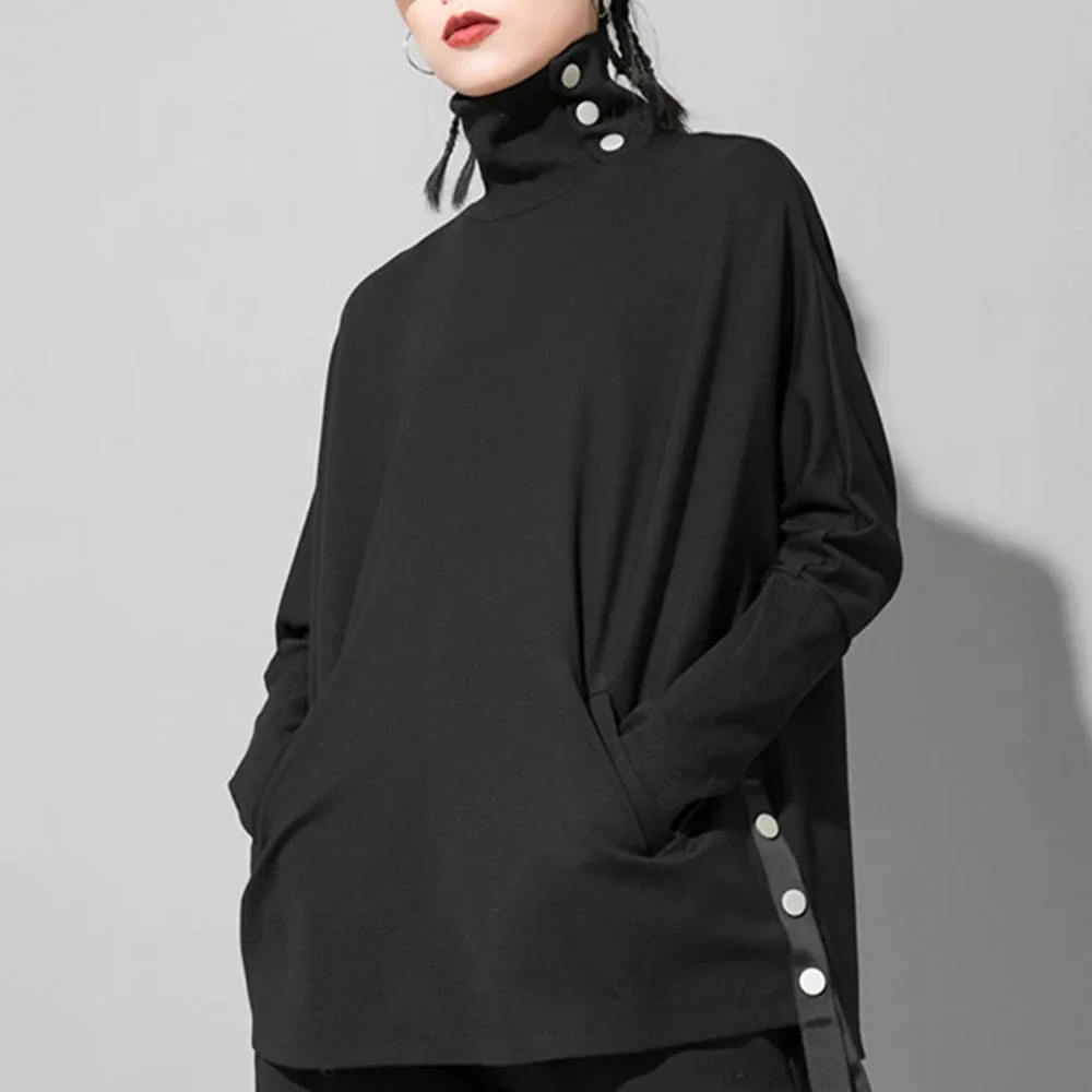 One Size Black Casual Top for Women Premium Cotton Polyester Blend