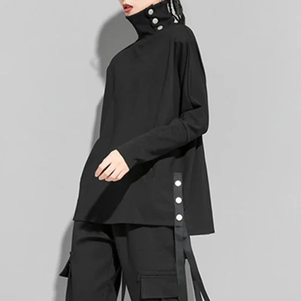 One Size Black Casual Top for Women Premium Cotton Polyester Blend