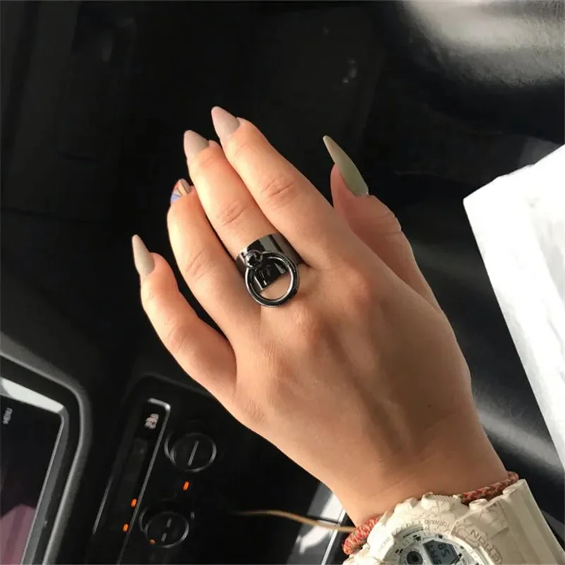 Black Resizable Zinc Alloy Womens Ring - Limited Edition