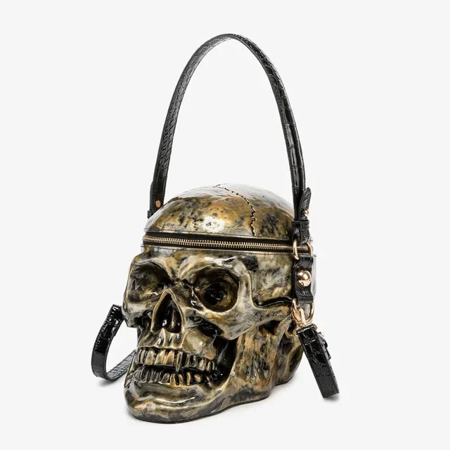 Unique Skull Design PU Leather Womens Shoulder Bag Black