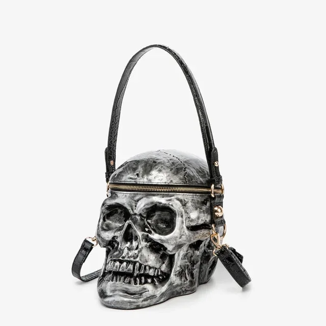 Unique Skull Design PU Leather Womens Shoulder Bag Black