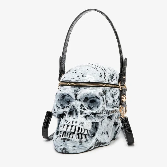 Unique Skull Design PU Leather Womens Shoulder Bag Black