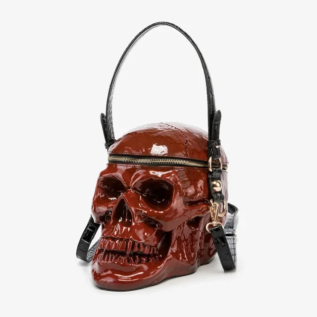 Unique Skull Design PU Leather Womens Shoulder Bag Black