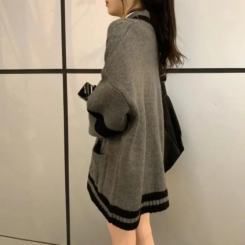 Grey Knitted Cardigan for Women - Premium Cotton Blend