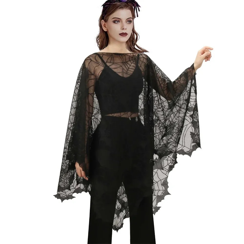 Black Gothic Style Cape - Premium Polyester Blend Womens Cape