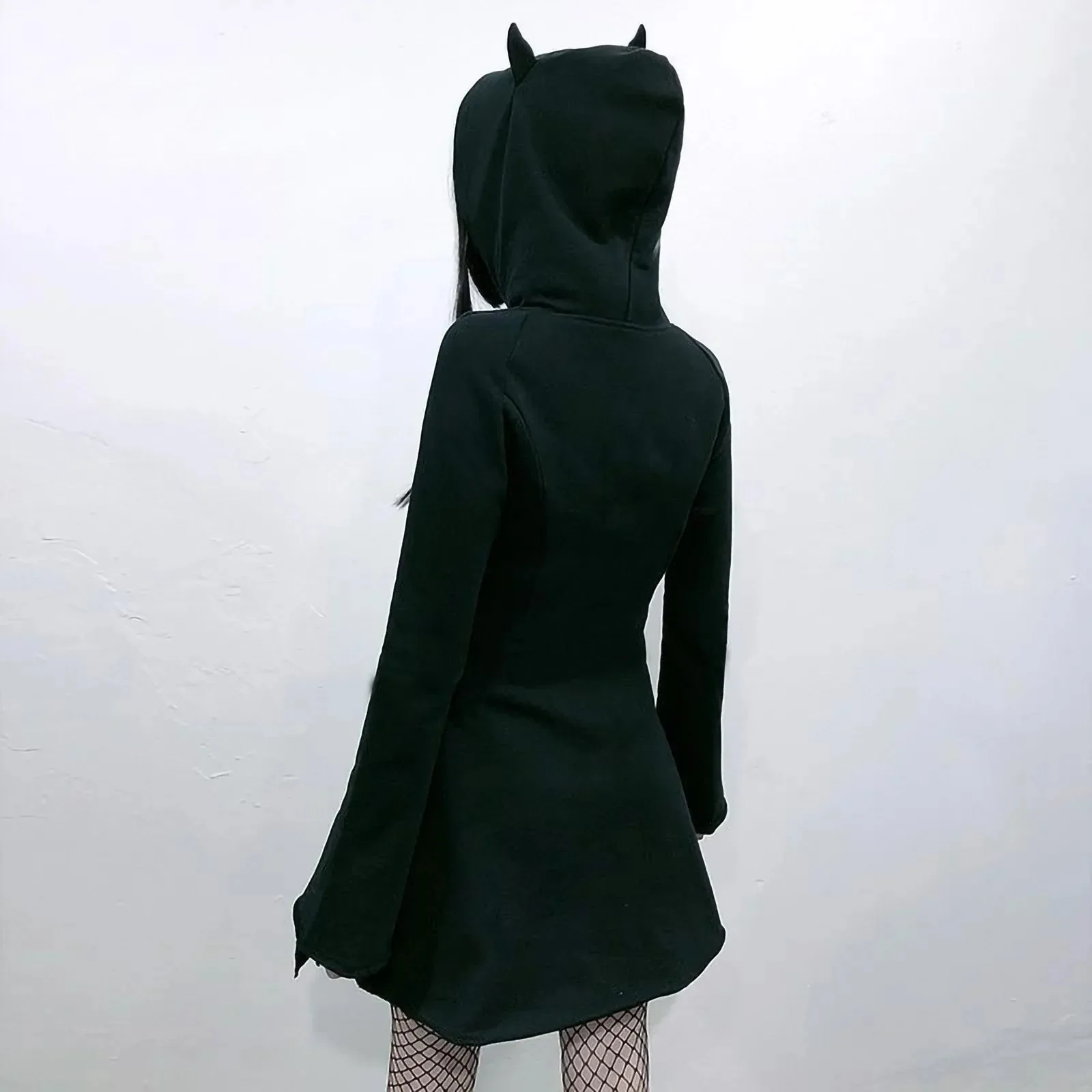 Chic Hooded Cotton-Polyester Dress for Women