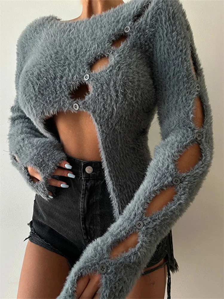 Chic Cotton Blend Womens Pullover in Black or Gray