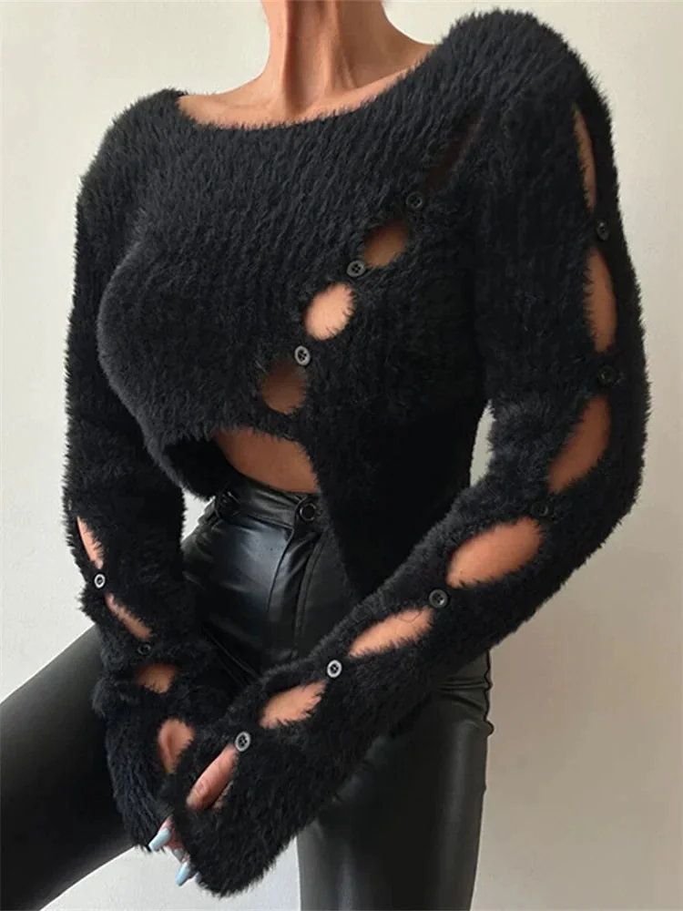 Chic Cotton Blend Womens Pullover in Black or Gray