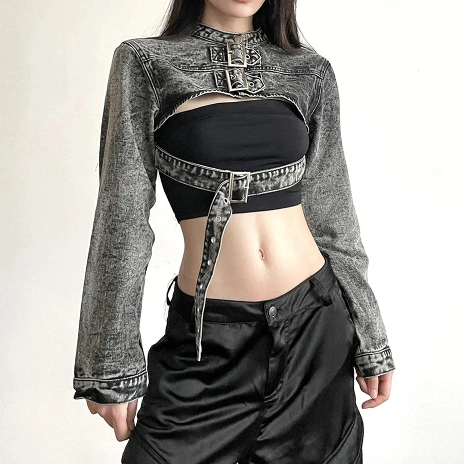 Gothic Premium Denim Top Black