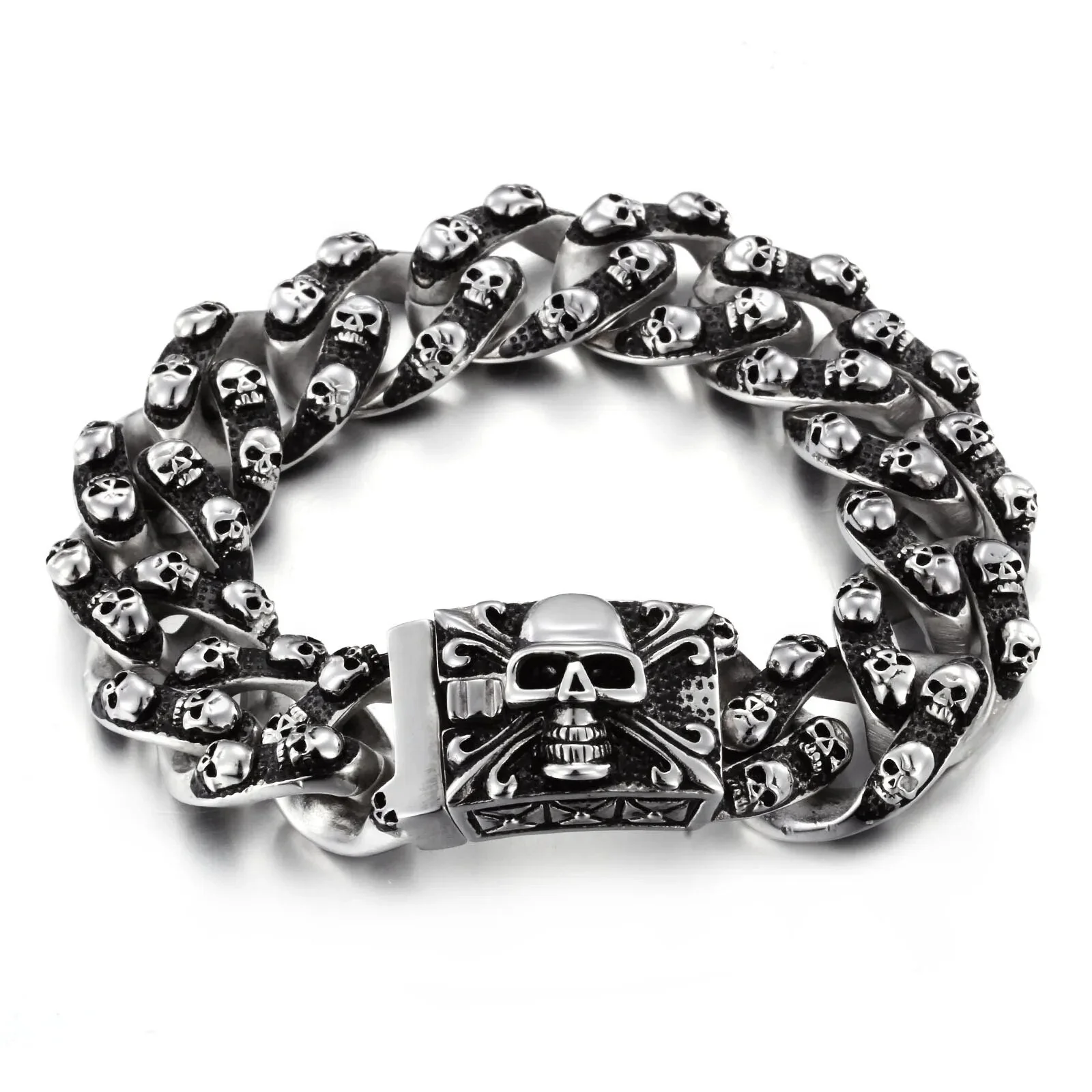 Skull Metal Bracelet Mens Premium Fashion Accessory
