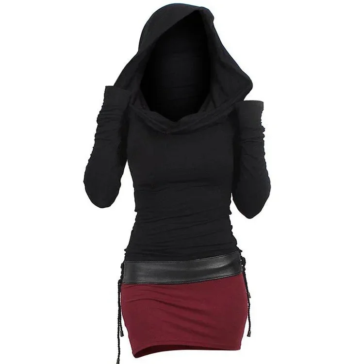 Trendy Cotton-Polyester Blend Hooded Dress