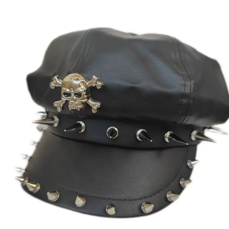 Premium Faux Leather Skull Cap Black Unisex