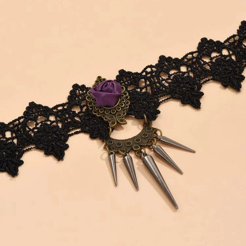 Elegant Gothic Lace Choker in Black Premium Resin Blend