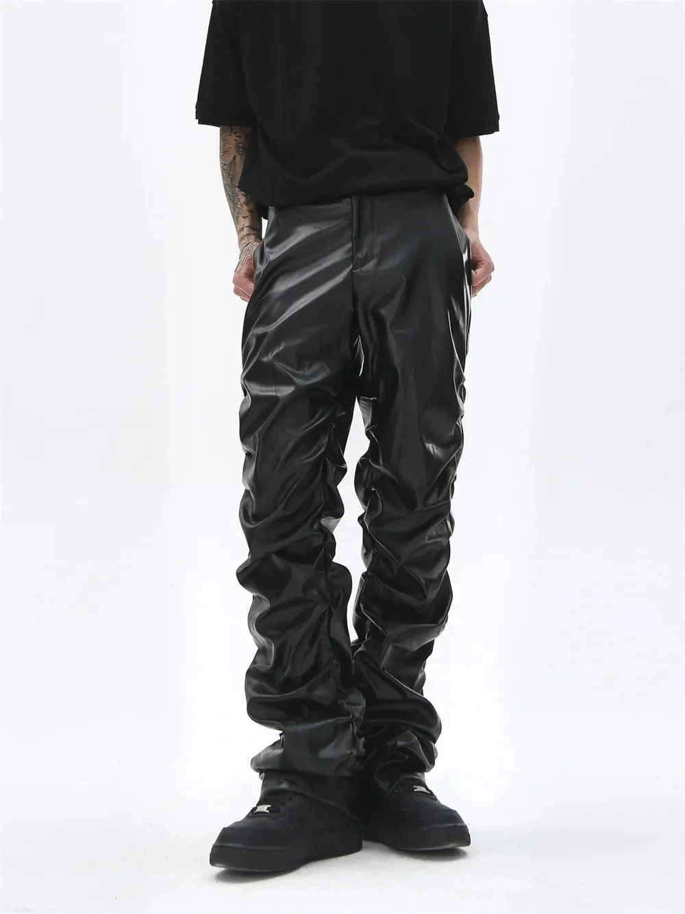 Black Faux Leather Pants Mens Premium Blend