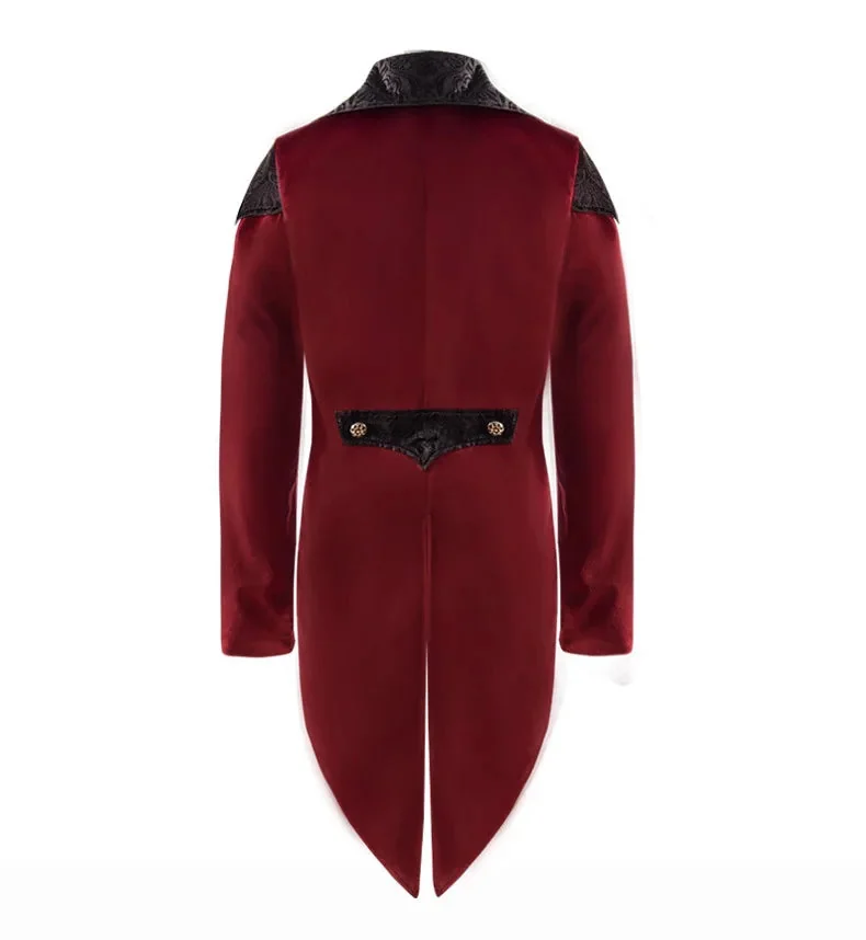 Elegant Vintage Tailcoat Mens Jacket Black Red