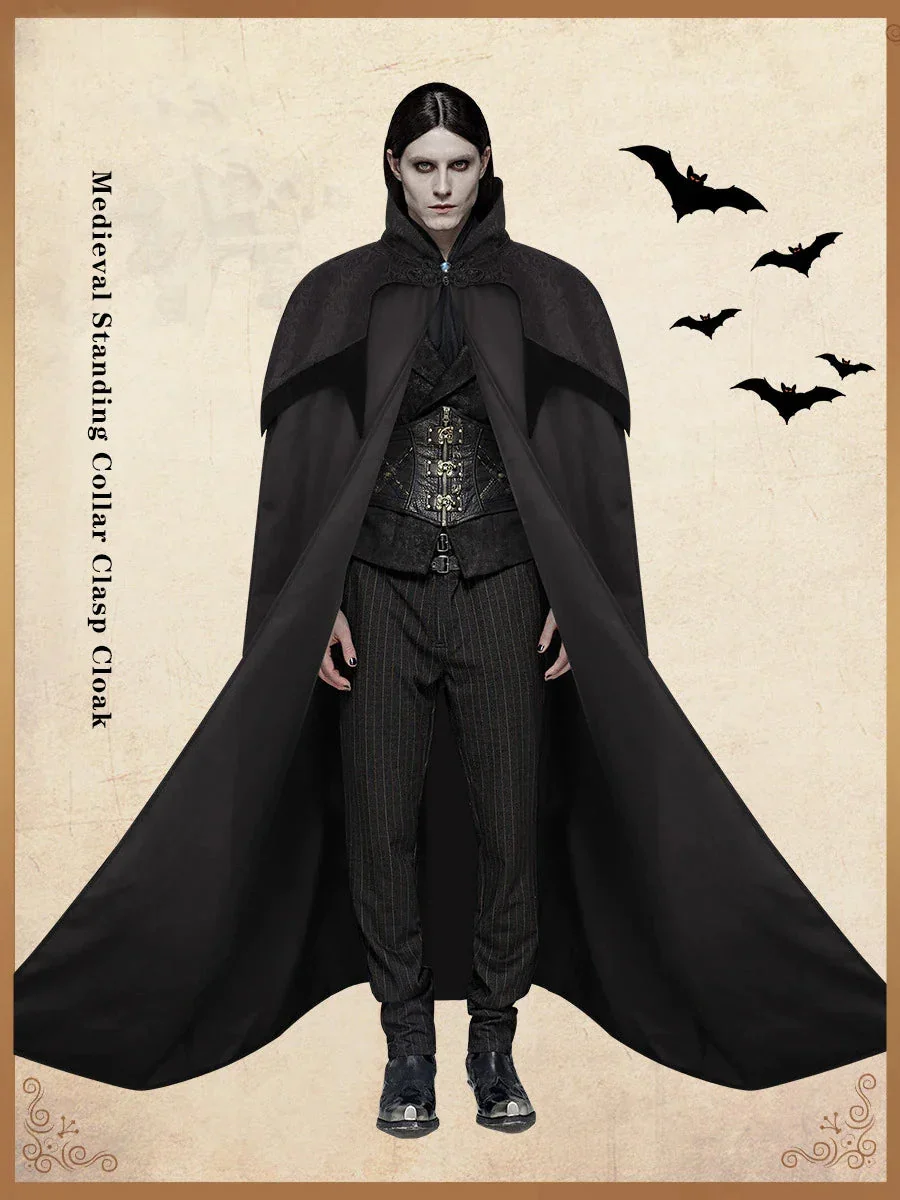Black Gothic Style Mens Cloak Jacket