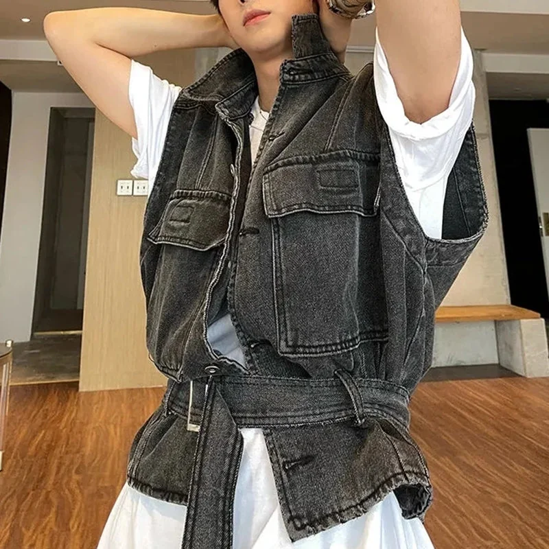 Gray Cargo Utility Vest for Men Reimagined