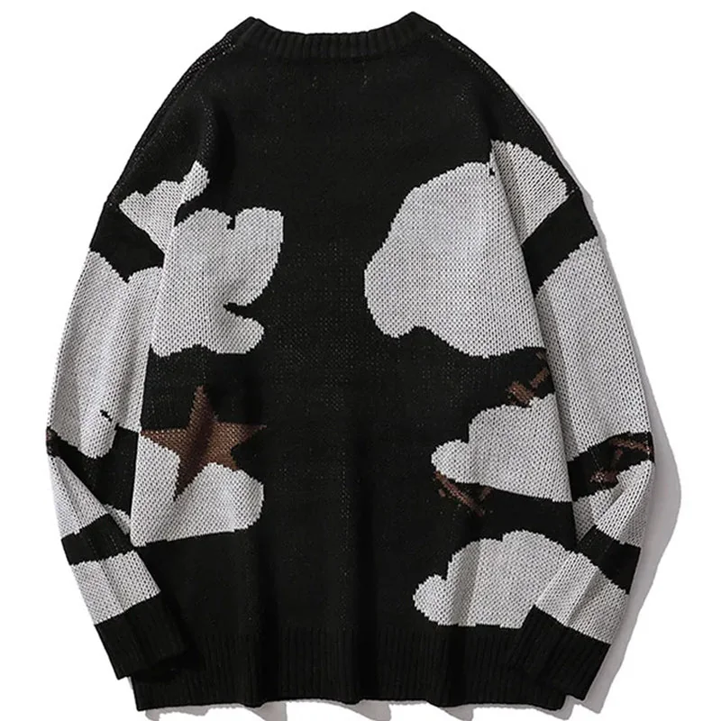 Black Casual Knitted Sweater Mens Premium Cotton Polyester Blend