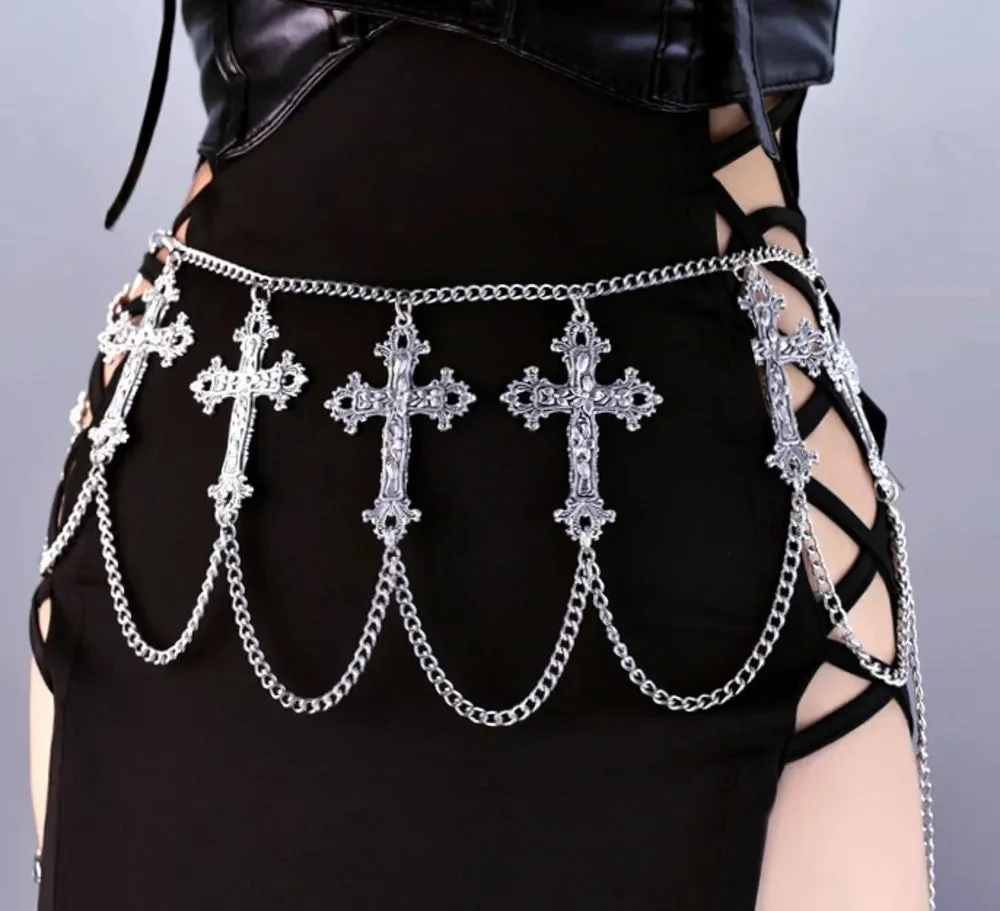 Silver Gothic Waist Chain for Women - Premium Metal Belt