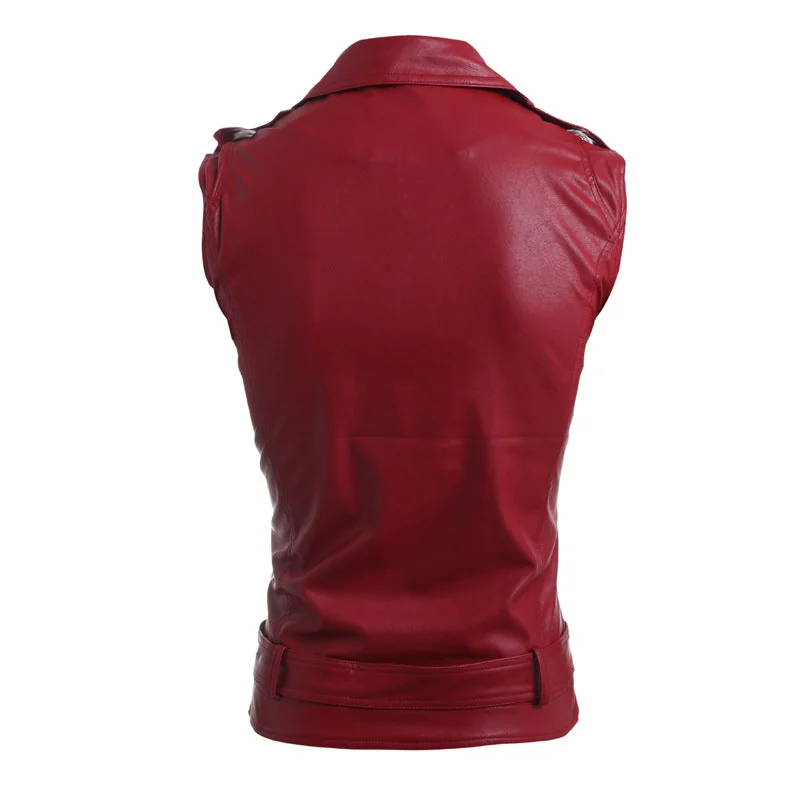 Premium PU Leather Mens Vest in Black or Red