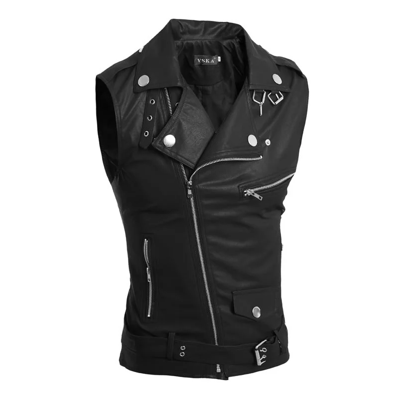 Premium PU Leather Mens Vest in Black or Red