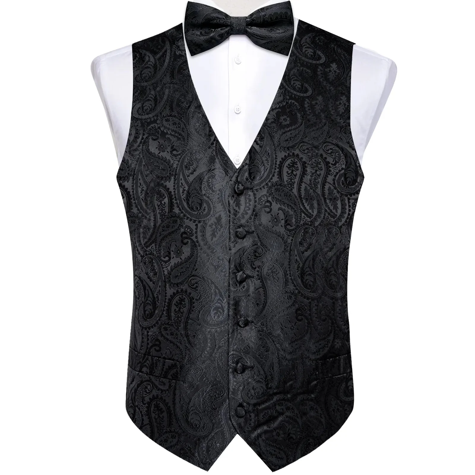 Premium Cotton Mens Black Vest Set