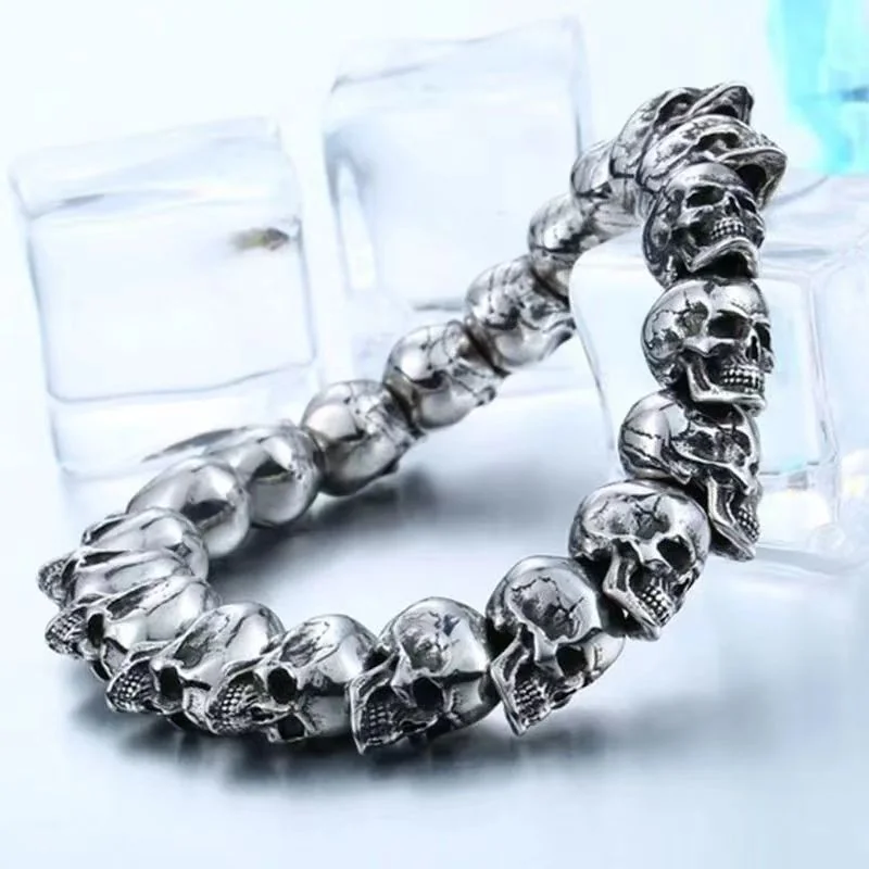 Stylish Silver Skull Bracelet for Men