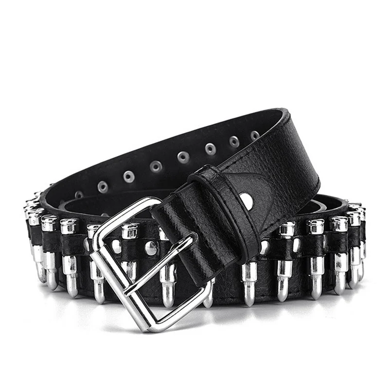 Limited Edition Black Bullet Belt - Premium PU Leather Adjustable Waist Belt