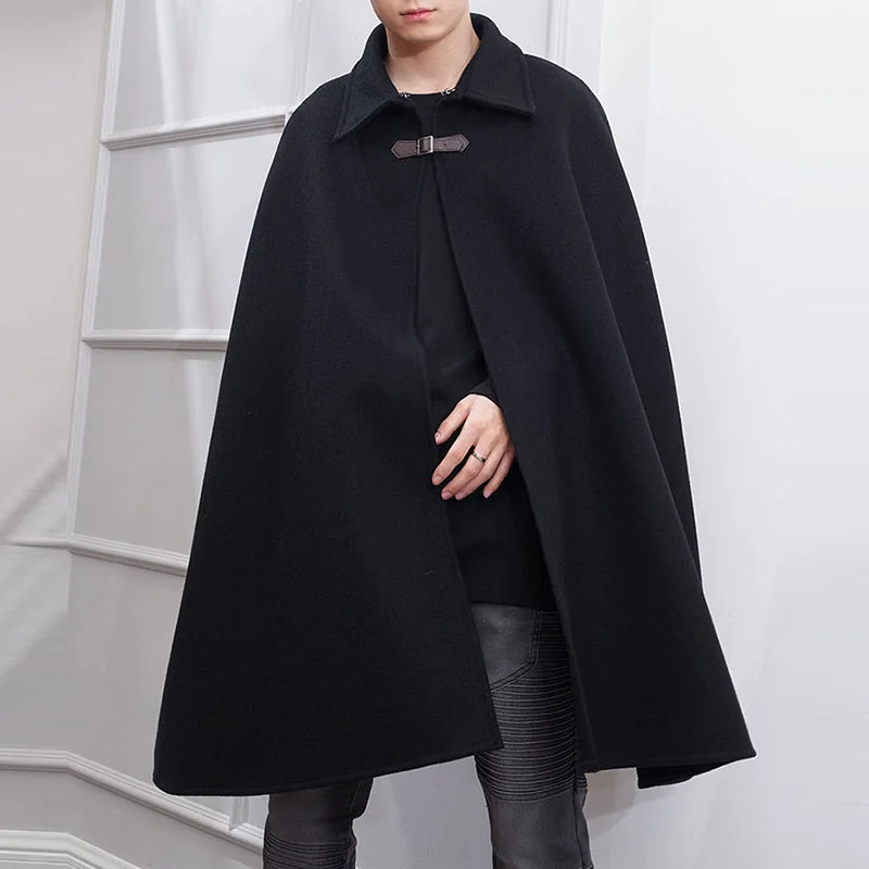 Mens Premium Black Cotton Blend Cloak