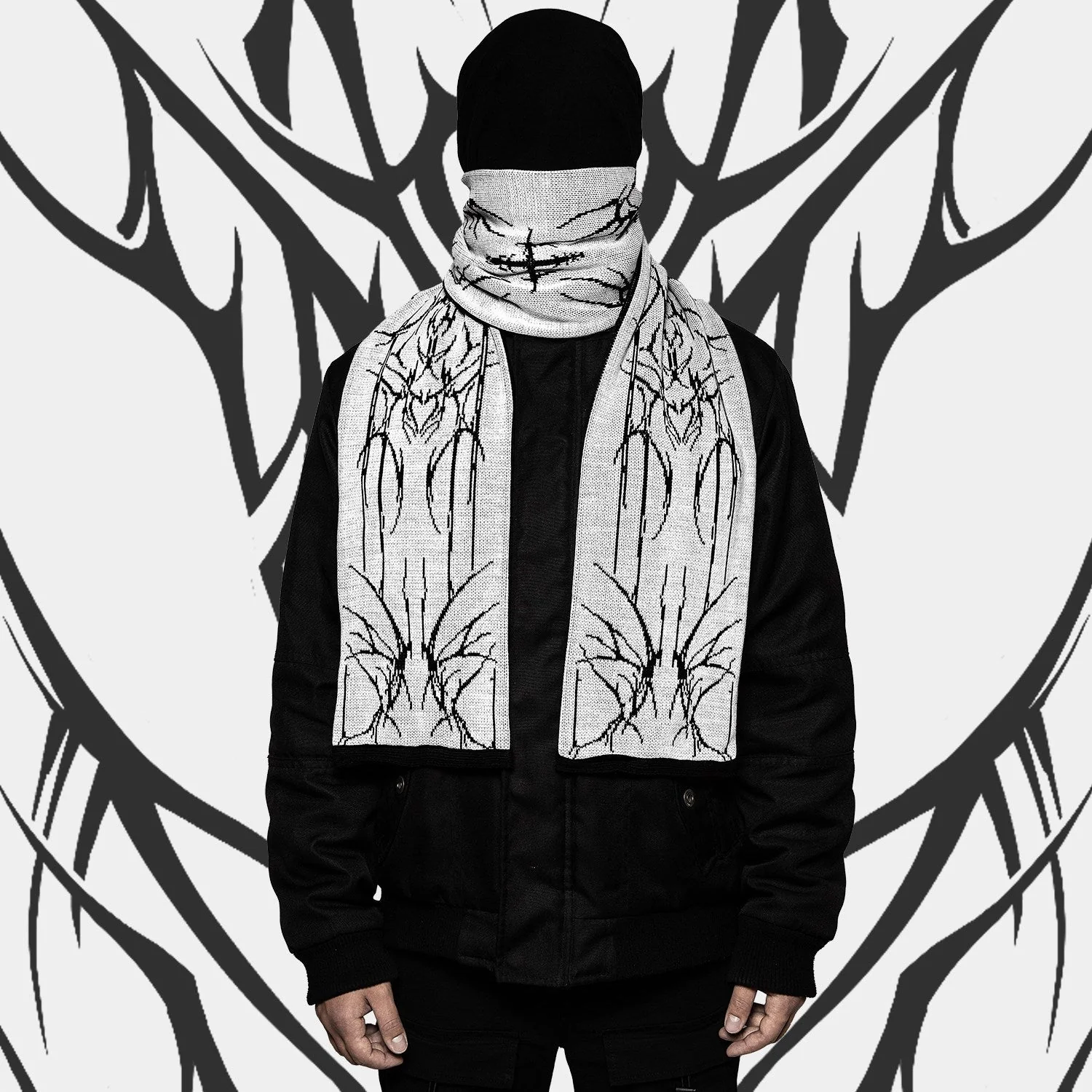 Black Premium Viscose Gothic Scarf 180cm*25cm