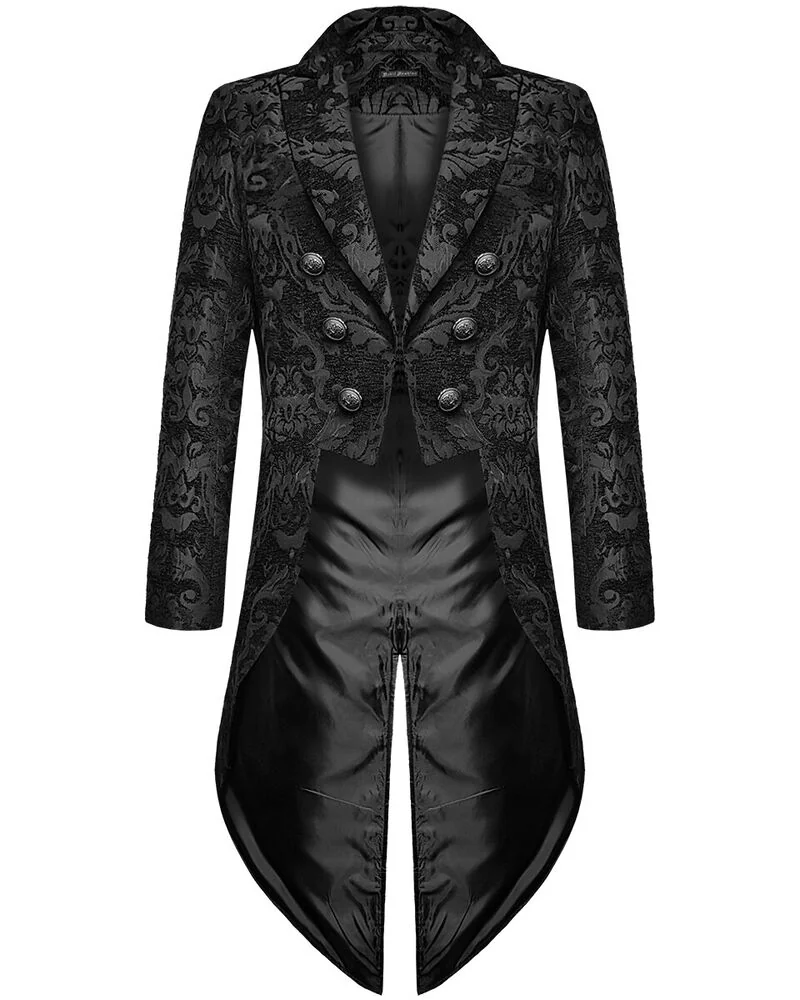 Gothic Style Mens Tailcoat Black Premium Cotton Polyester Blend
