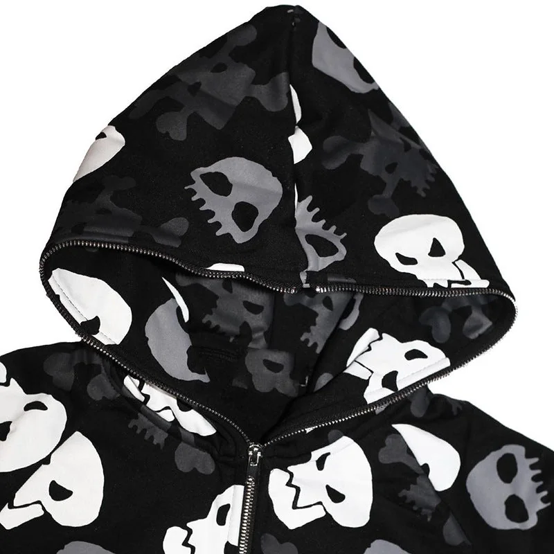 Premium Skull Design Womens Hoodie Black