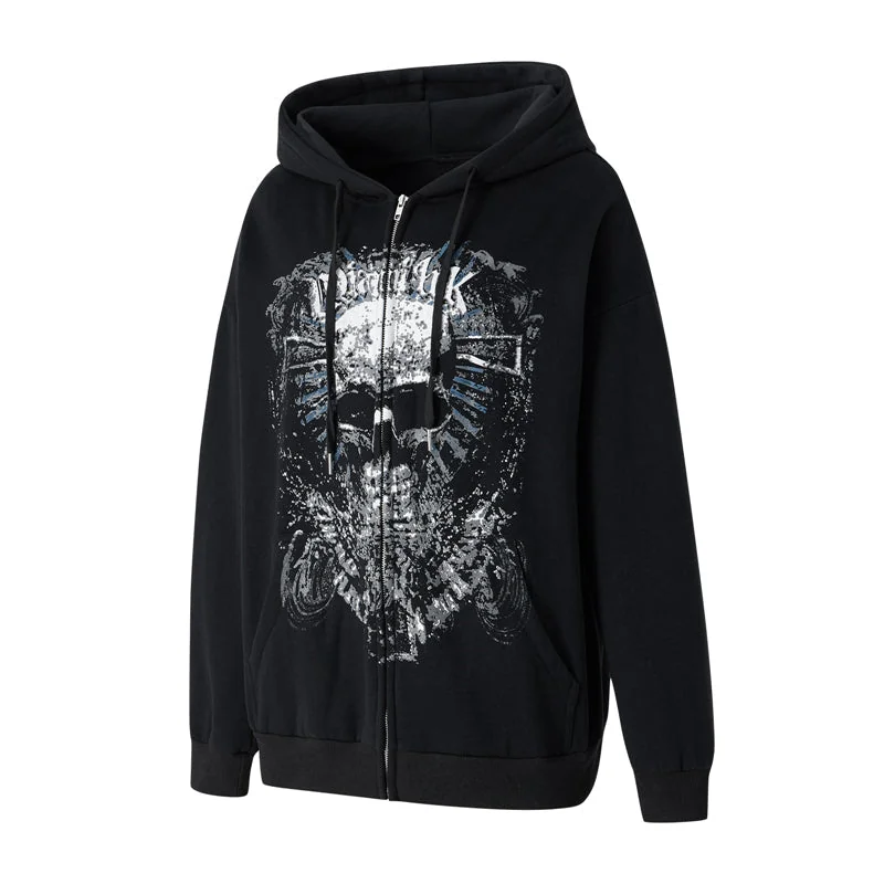 Premium Oversized Skull Print Hoodie - High-Quality Cotton Blend