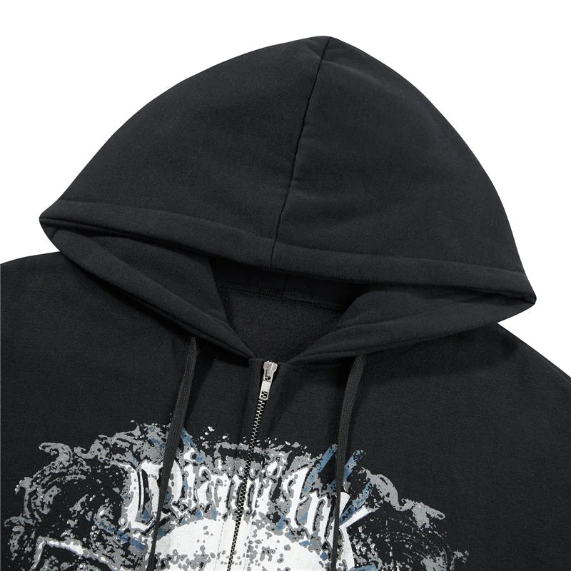 Premium Oversized Skull Print Hoodie - High-Quality Cotton Blend